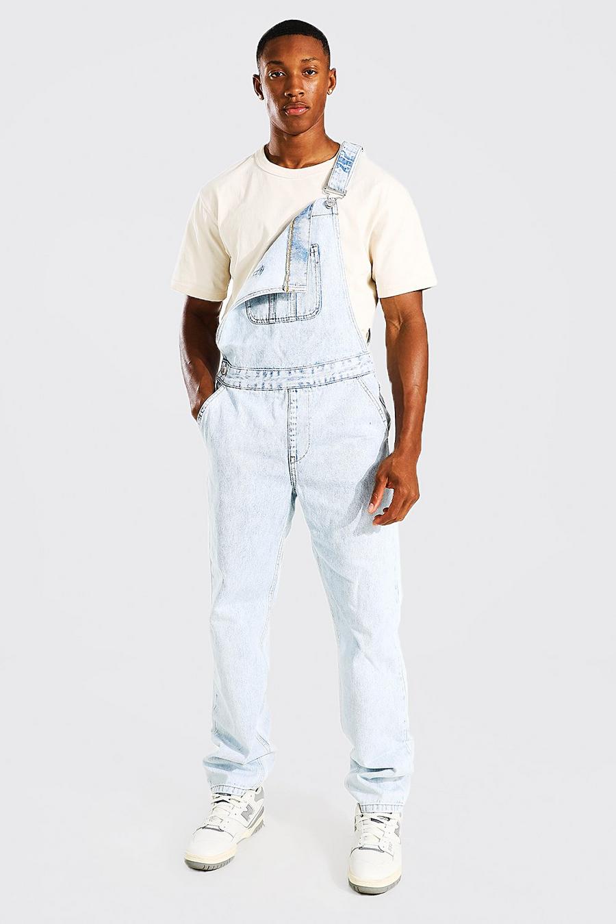 Ice blue Relaxed Fit Rigid Long Dungaree image number 1