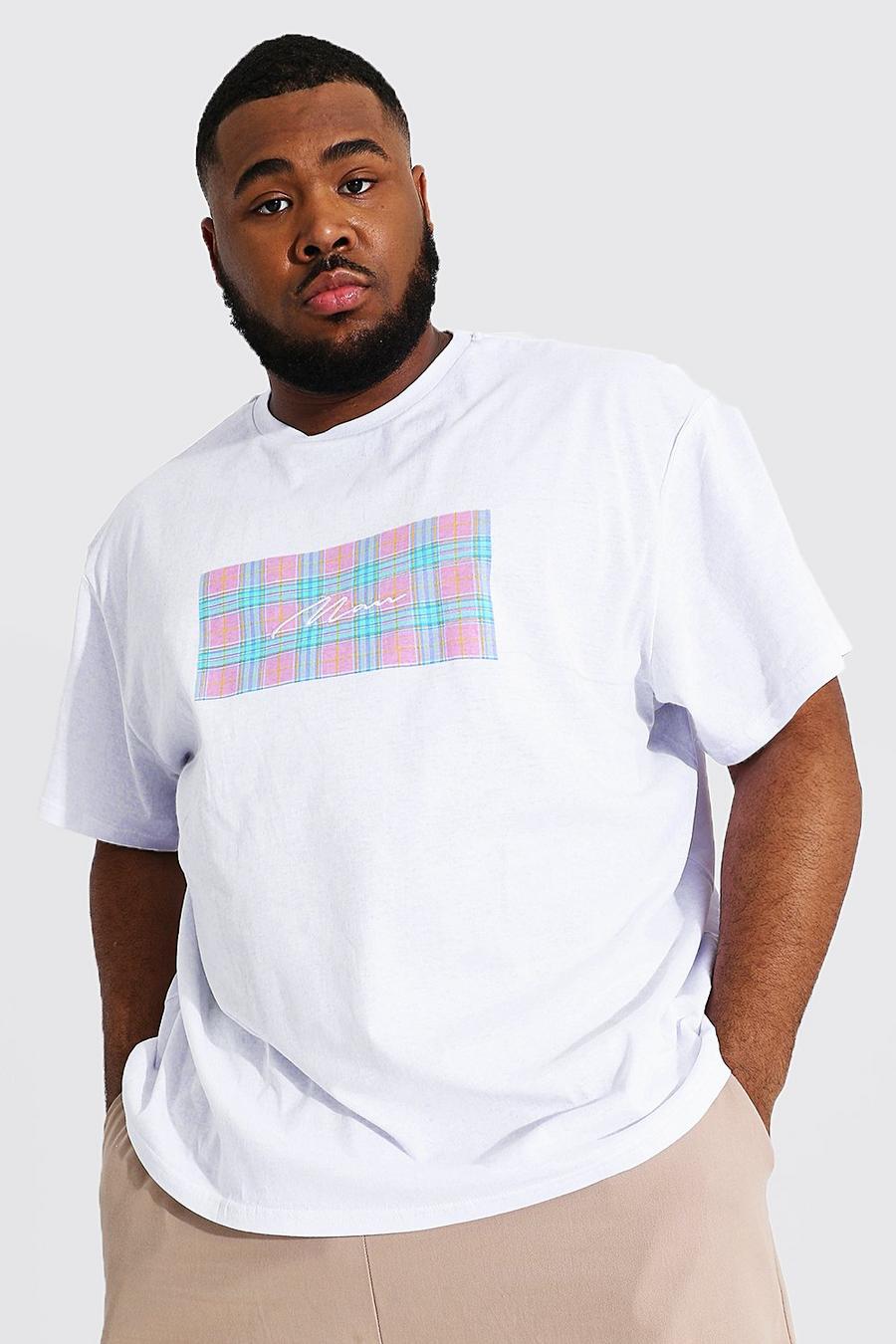 White Plus size - MAN Dash T-shirt med ledig passform och rutig panel image number 1