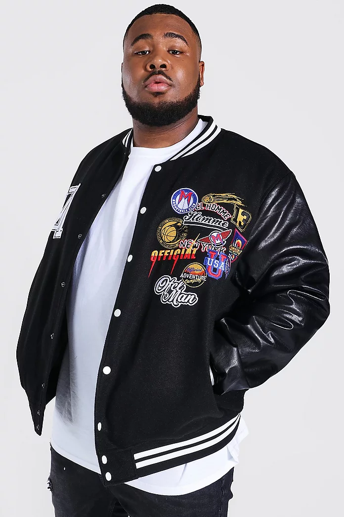 Homme Multi Badge Varsity Jacket