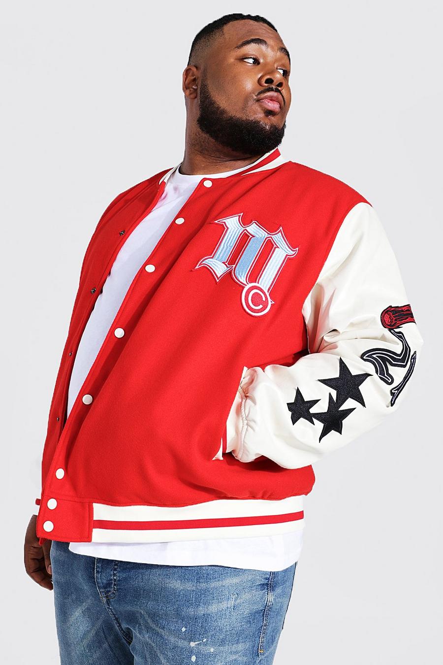 Giacca Bomber Plus Size stile Varsity con scritta Los Angeles, Red image number 1