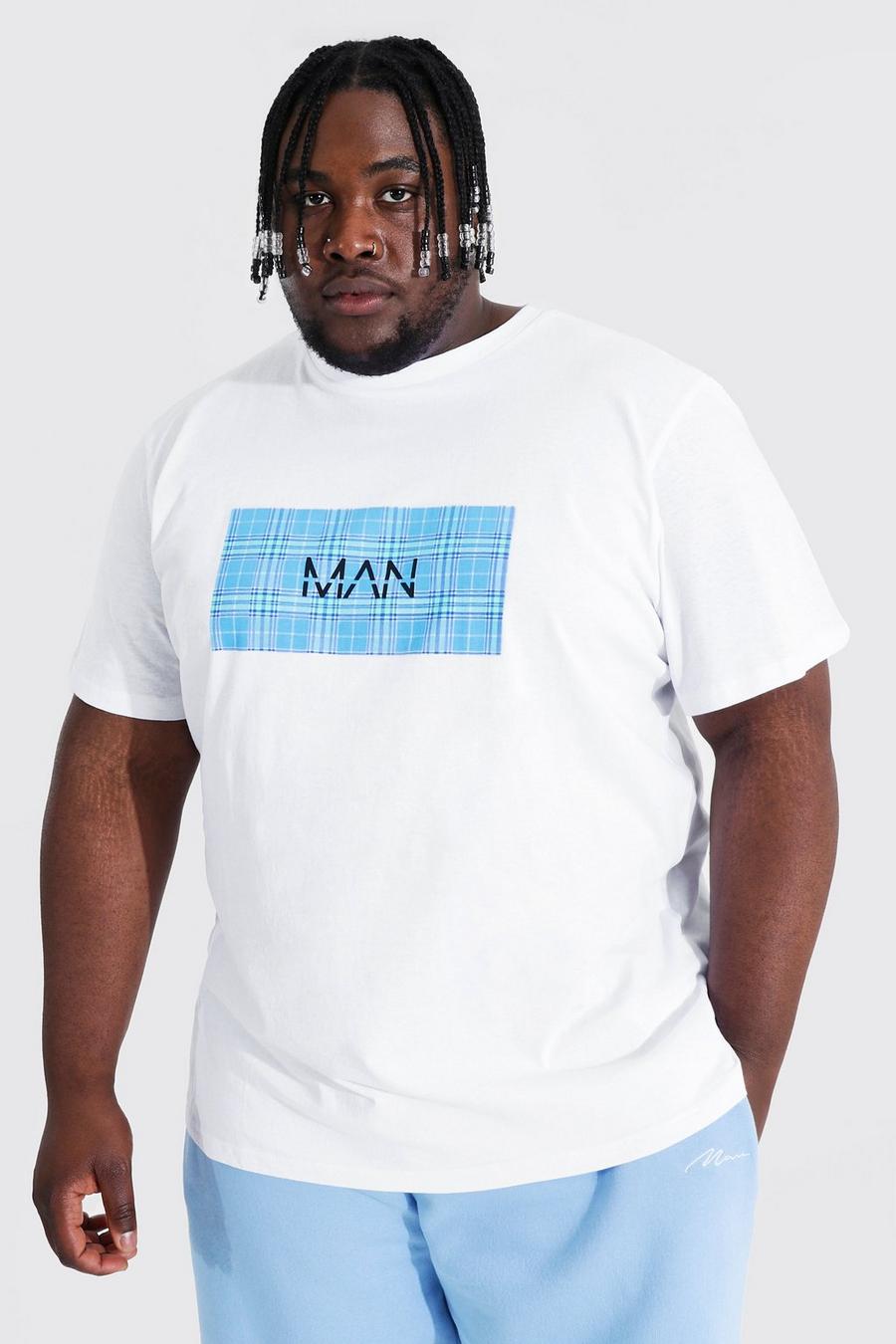 White Plus size - MAN Dash T-shirt med rutig panel image number 1