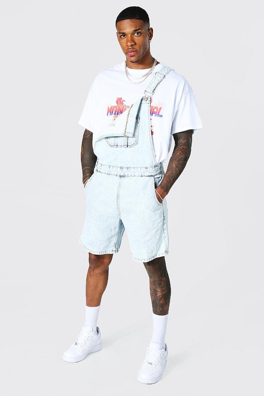 Ice blue Loose Fit Short Dungaree image number 1