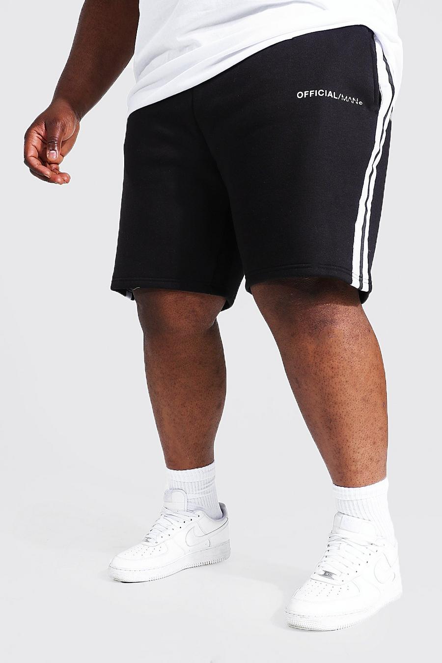 Pantalones cortos de punto con cinta lateral Official MAN Plus, Negro image number 1