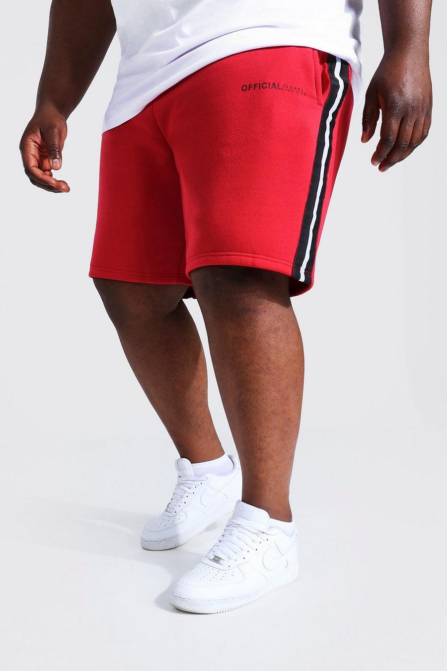 Pantalones cortos de punto con cinta lateral Official MAN Plus, Rojo image number 1