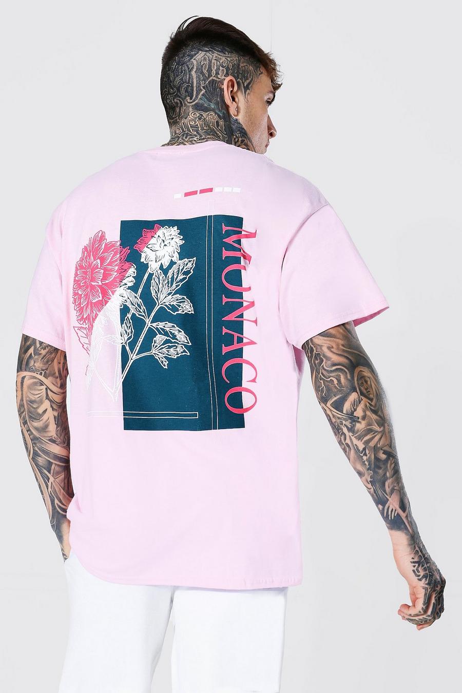 Light pink Oversized Monaco Back Graphic T-Shirt image number 1