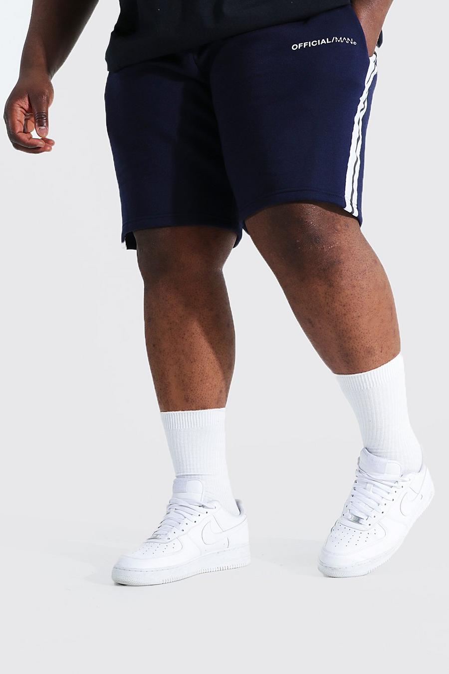 Pantalones cortos de punto con cinta lateral Official MAN Plus, Azul marino image number 1