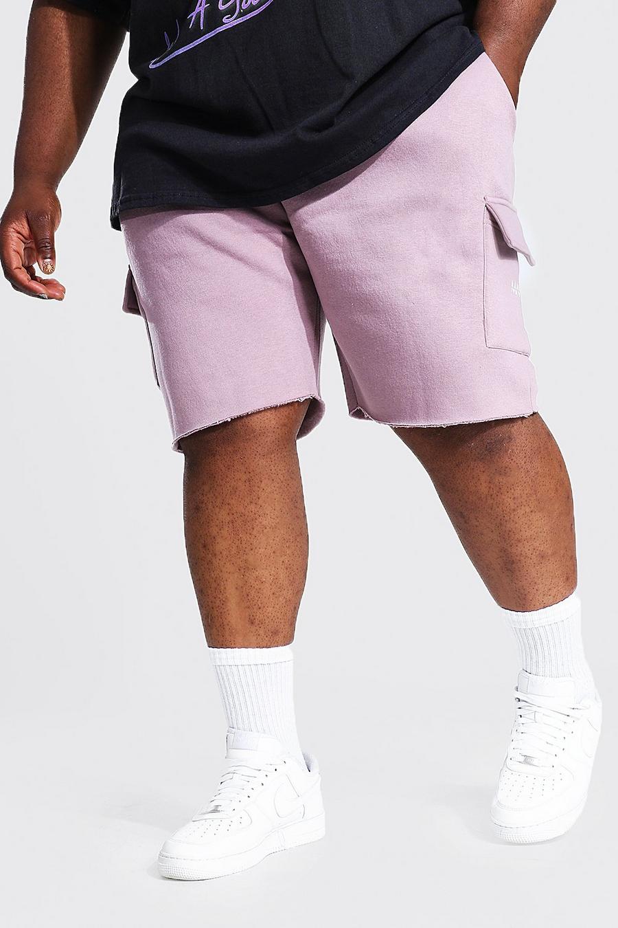 Pantalones cortos de punto con bolsillos con bajo sin rematar MAN Plus, Malva image number 1