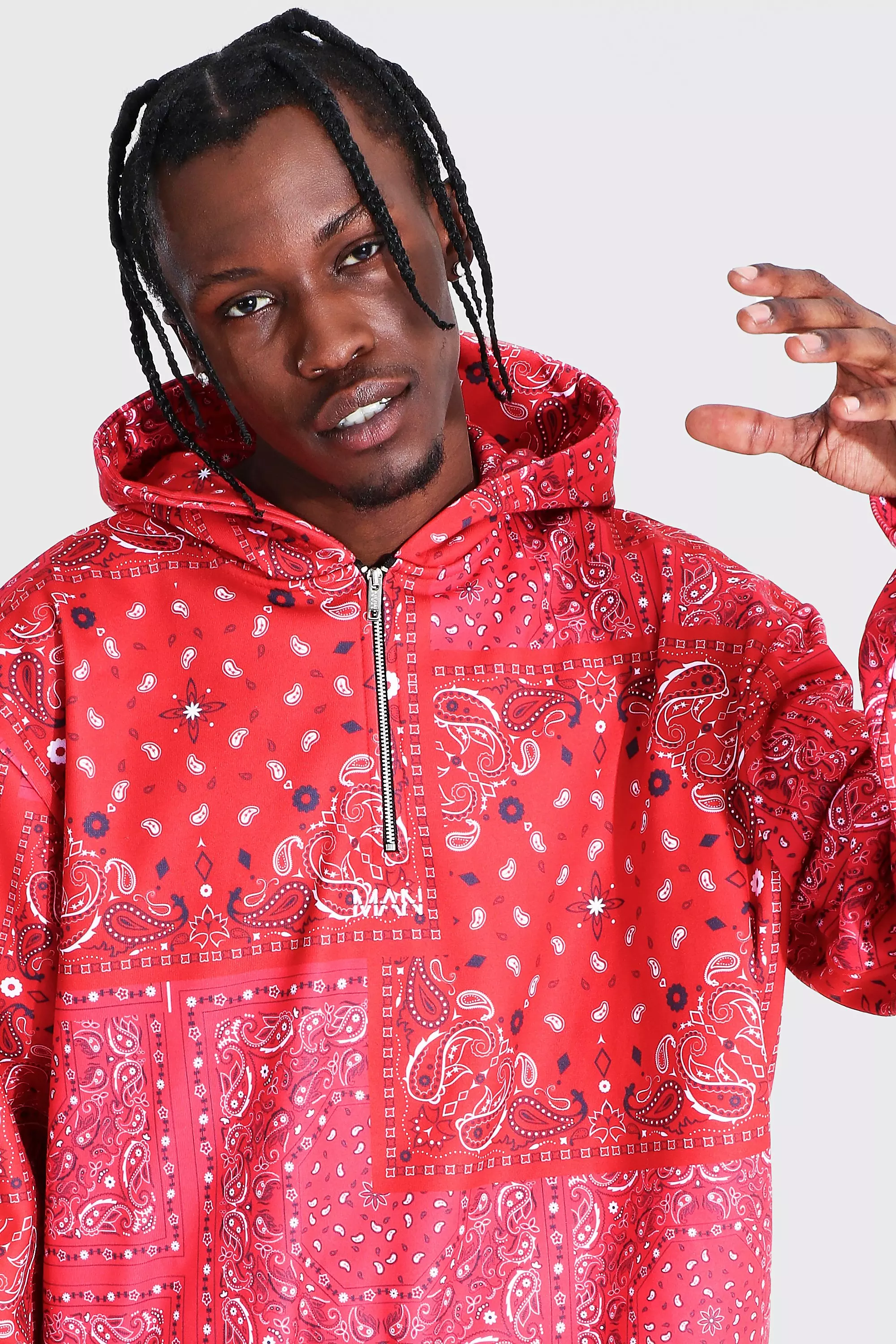 Red paisley hoodie clearance