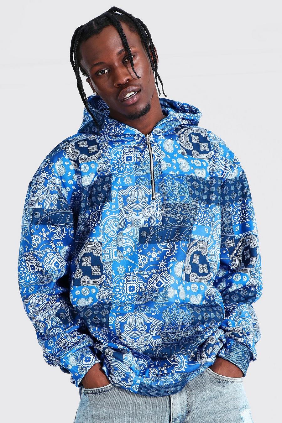 Blue Original MAN Oversize hoodie med kort dragkedja image number 1