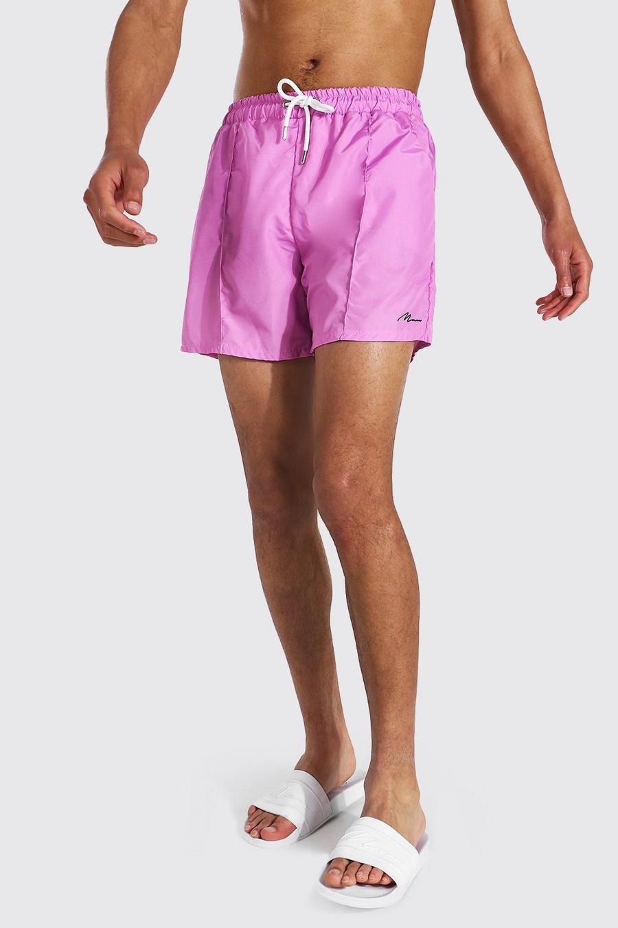 Pink Tall Man Pintuck Short Length Swim Short image number 1