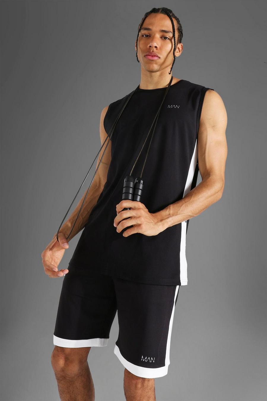 Black Tall Mouwloze Man Active Tank Top image number 1