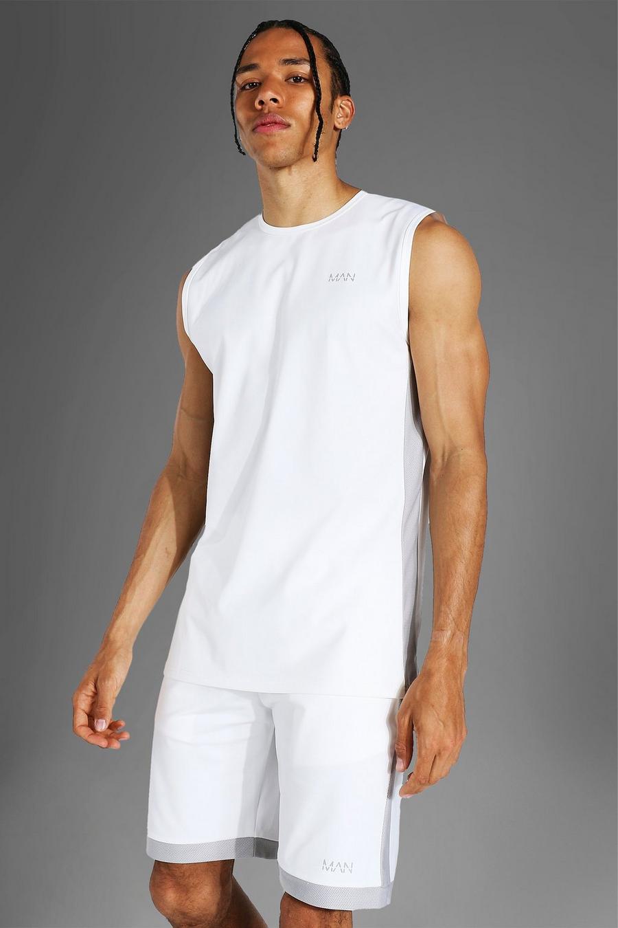 White Tall Mouwloze Man Active Tank Top image number 1