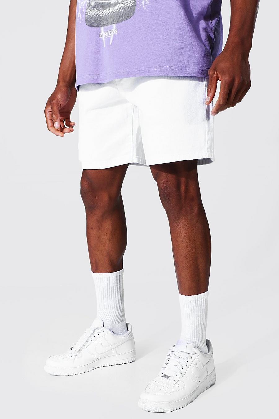 White Relaxed Fit Worker Denim Short image number 1