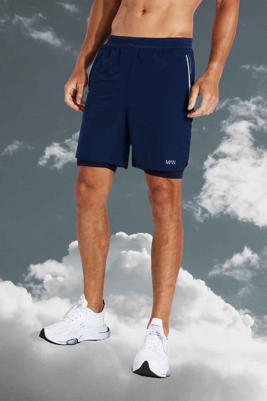Navy Tall Active Gym Lightweight 2-In-1 Short image number 1
