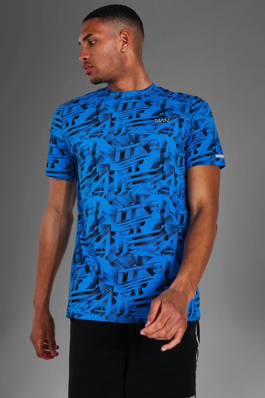 Blue Tall Man Active T-Shirt Met Abstracte Opdruk image number 1