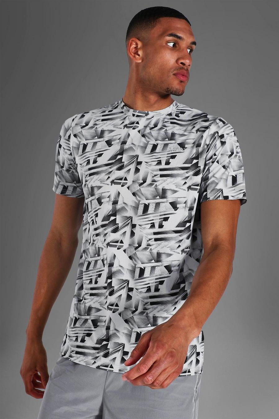 Grey Tall Man Active Gym Abstract Print T-Shirt image number 1