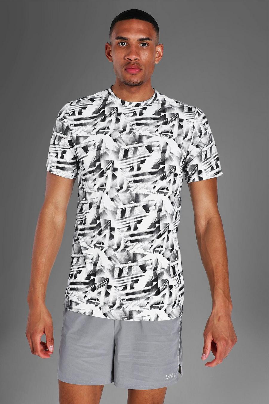 White Tall Man Active T-Shirt Met Abstracte Opdruk image number 1