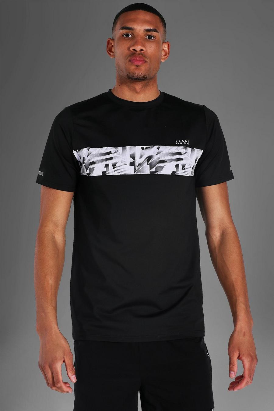 Black Tall - MAN Active T-shirt med mönstrad panel image number 1