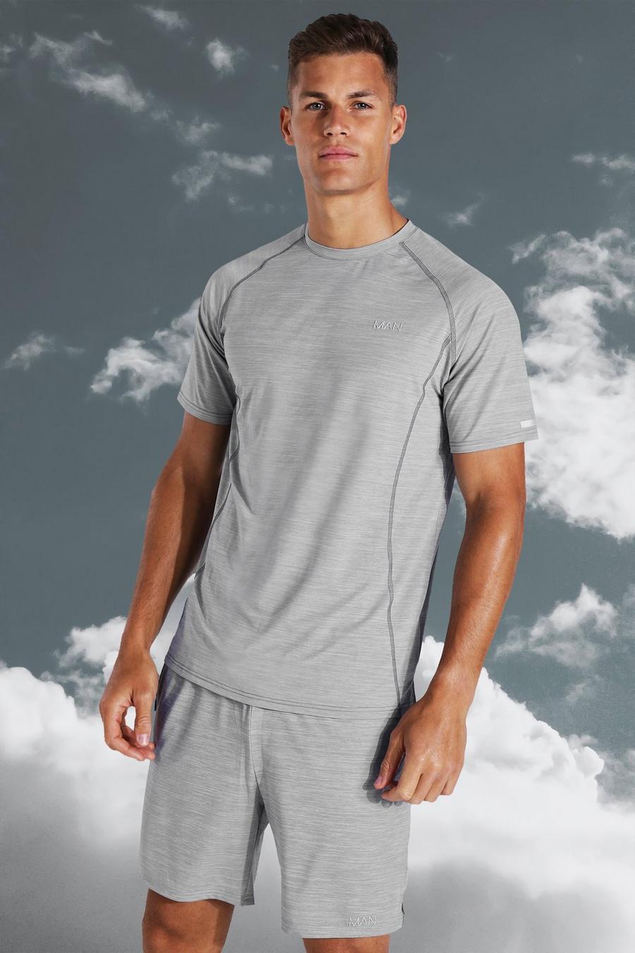 Grey Tall Licht Mergelprint Man Active T-Shirt image number 1