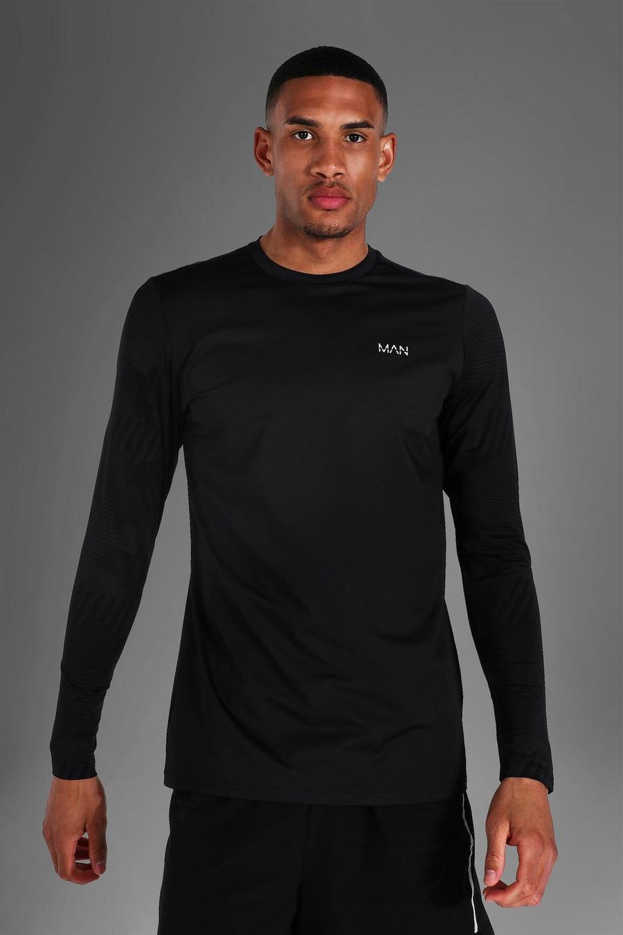 Black Tall - MAN Active Långärmad tröja med abstrakt mönster image number 1