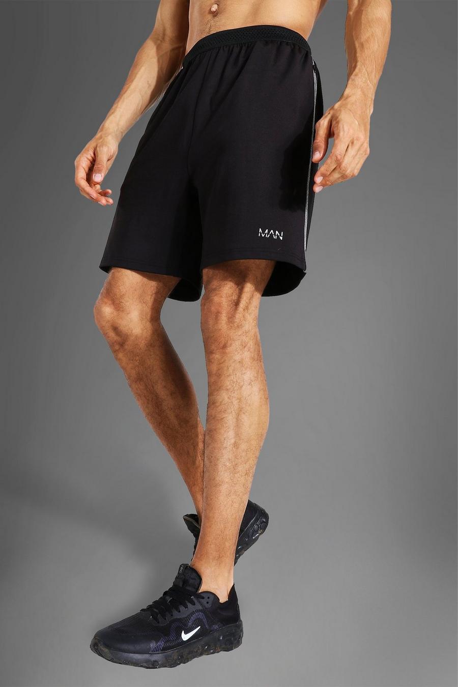 Black Tall Man Active Fitness Shorts Met Contrasterende Stiksels image number 1