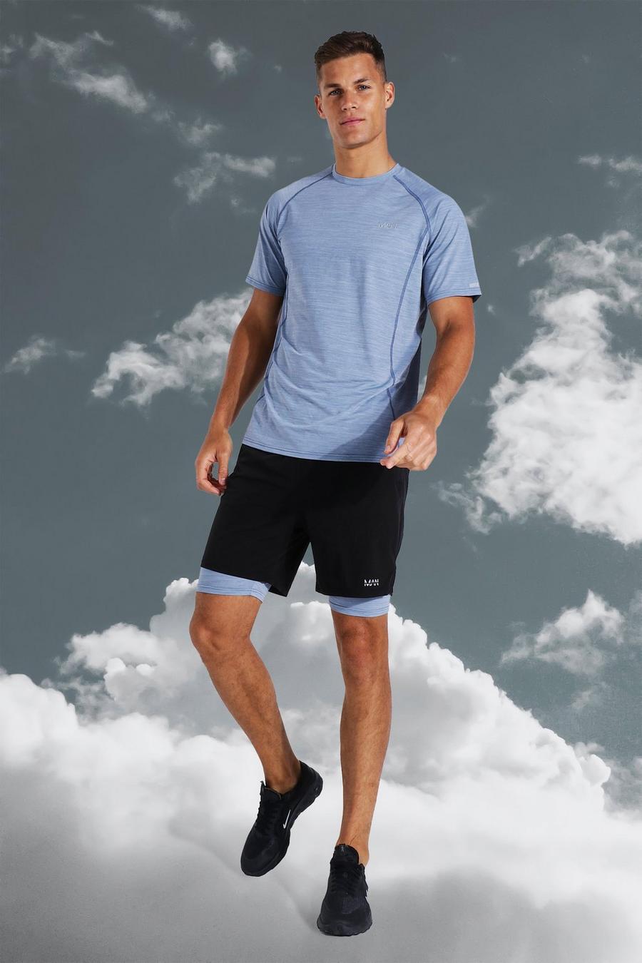 Grey Tall Lichte Contrasterende Man Active Set Met Shorts image number 1