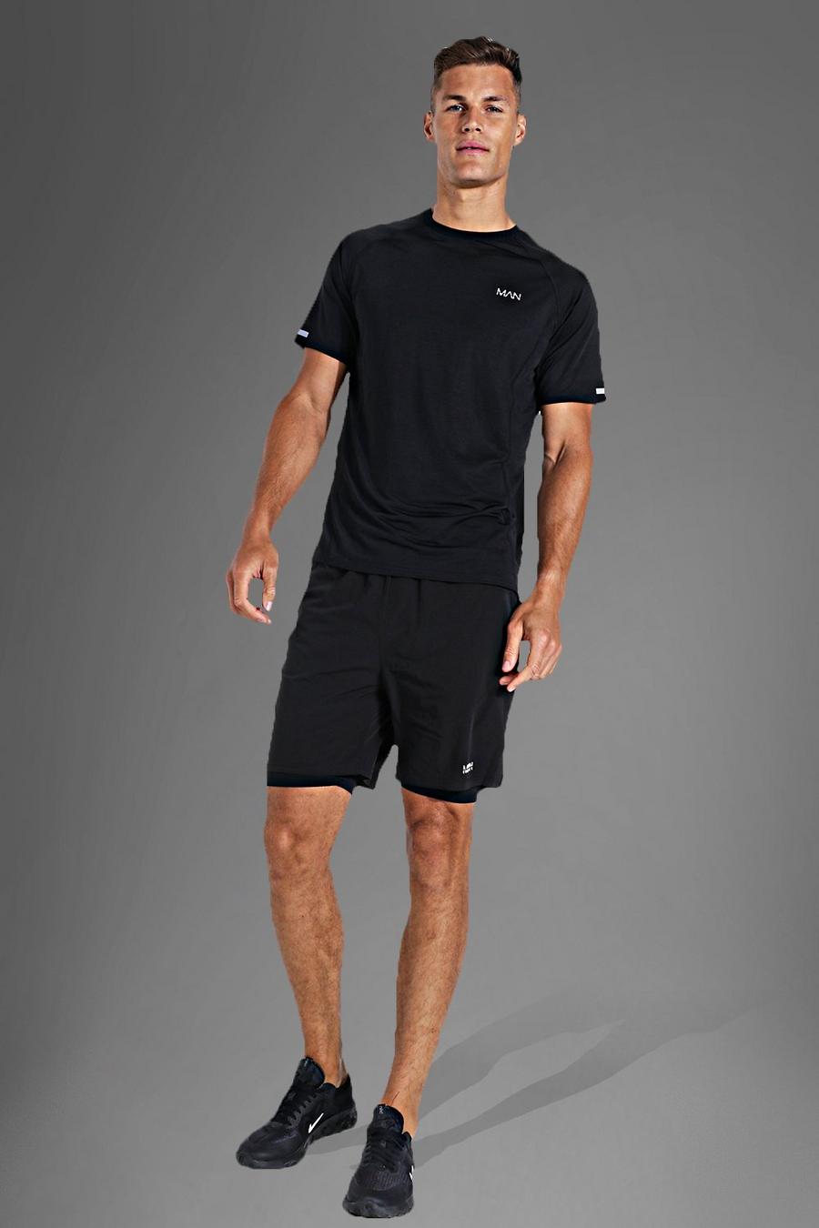 Active leichte Shorts in Kontrastfarbe, Tall Size, Schwarz image number 1