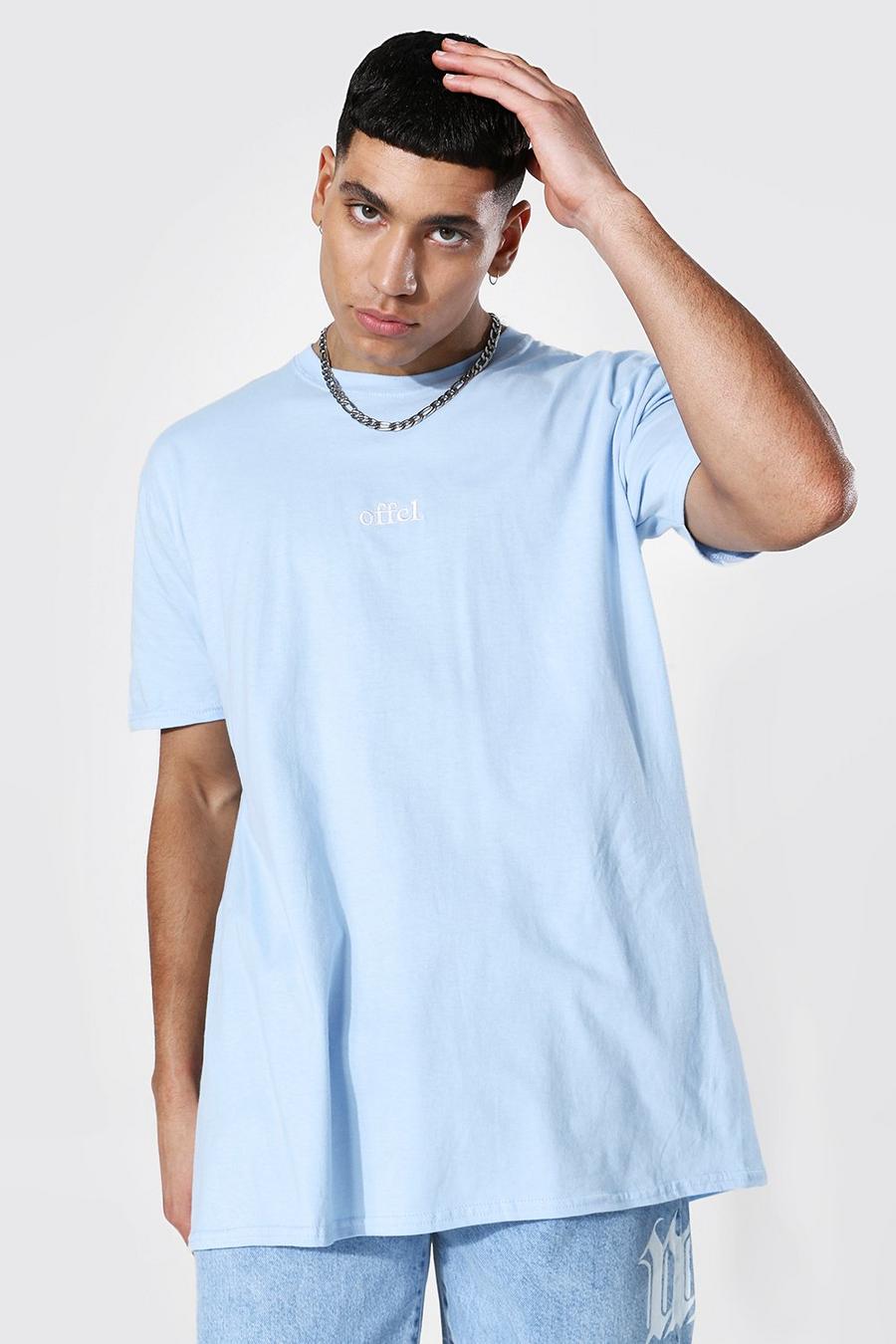 T-shirt oversize con scritta Offcl, Azzurro chiaro image number 1