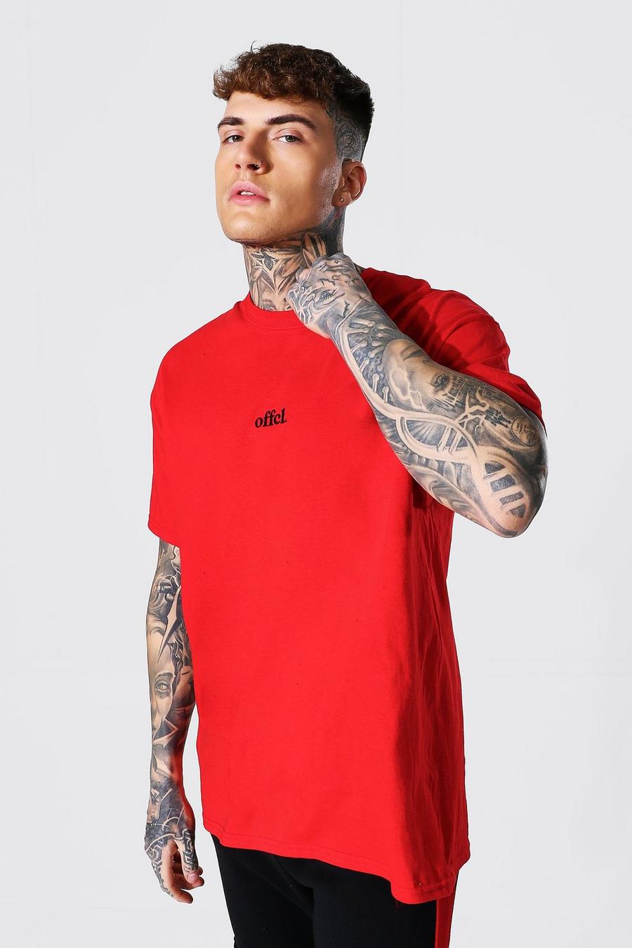Red Oversized Offcl T-Shirt image number 1
