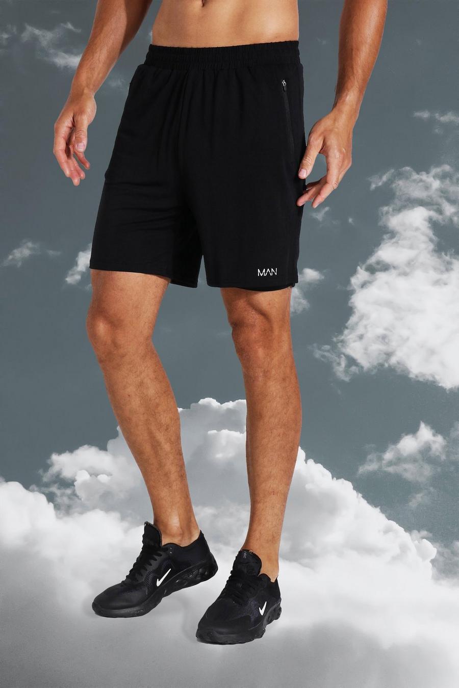 MAN Active leichte, melierte 2-in-1 Shorts, Tall Size, Schwarz image number 1