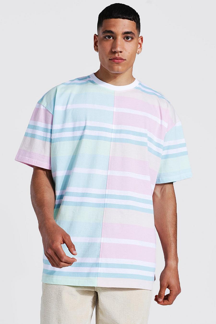 Multi Oversized Spliced Stripe T-shirt image number 1