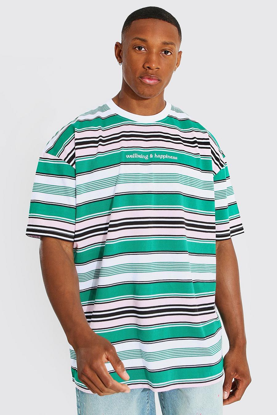 Multi Oversized Wellbeing Stripe T-shirt image number 1