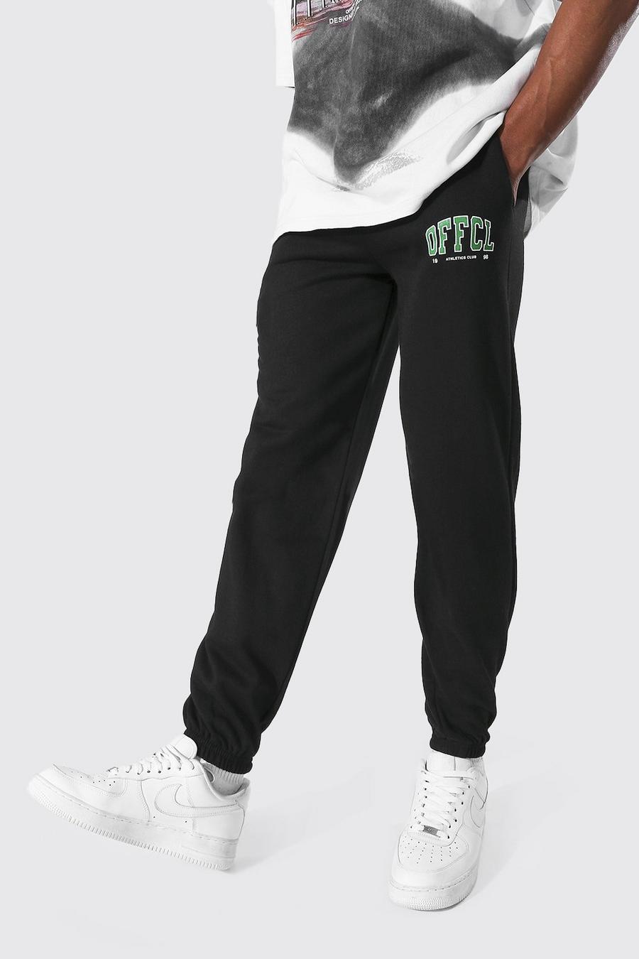 Pantalones de deporte de corte regular con gráfico de estilo universitario Official, Negro image number 1