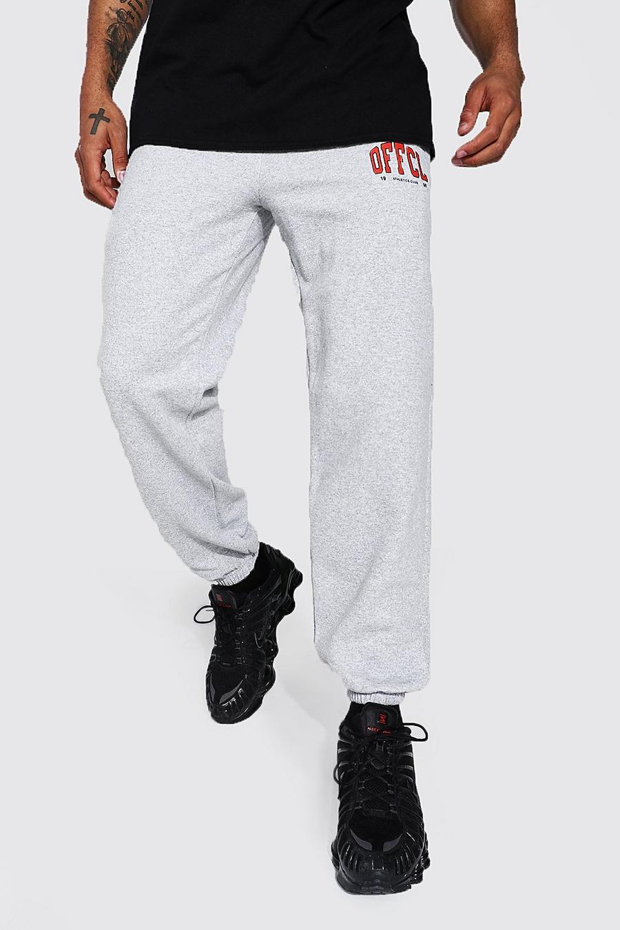 Pantalones de deporte de corte regular con gráfico de estilo universitario Official, Marga gris image number 1