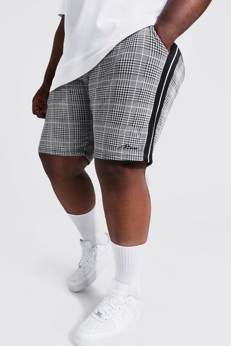Plus Size Slim Man Jacquard Jersey-Shorts, Black image number 1