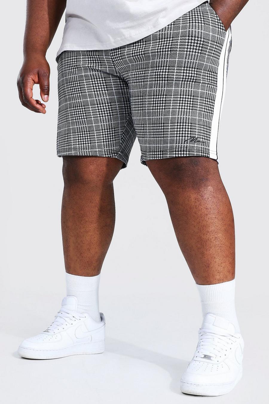 Pantaloncini slim Plus Size in jersey in jacquard con fasce e firma Man, Bianco image number 1