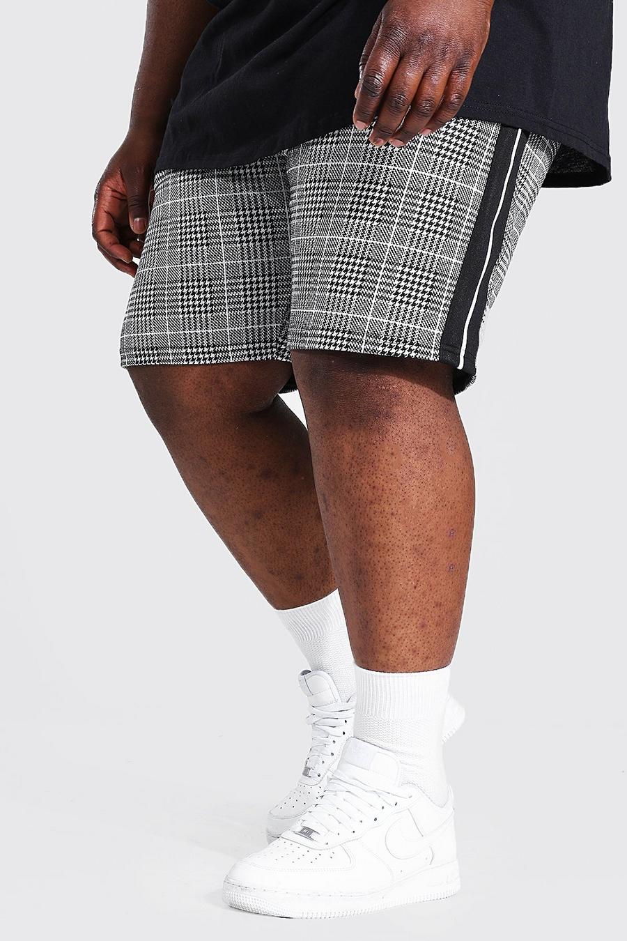 Plus Size karierte Shorts mit Jacquard Detail, Grey image number 1