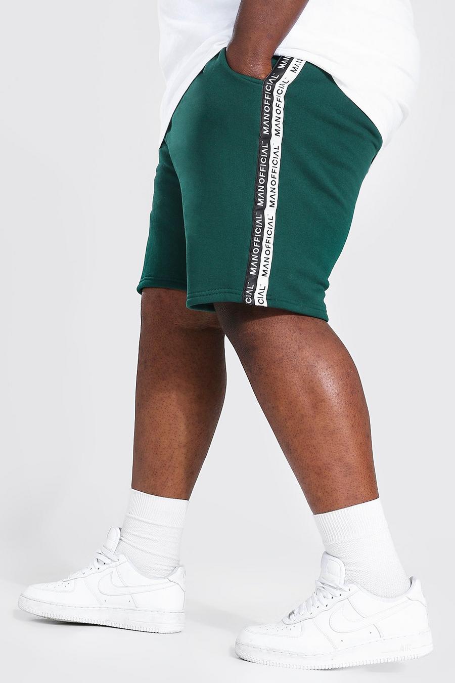 Pantaloncini Plus Size di media lunghezza con fasce con scritte Man, Verde bottiglia image number 1