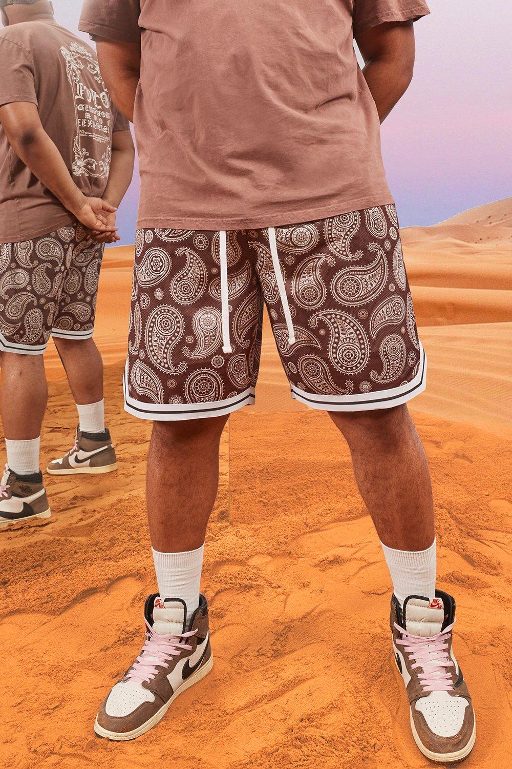 Mens Plus Size Mesh Bandana Basketball Shorts Boohoo Uk