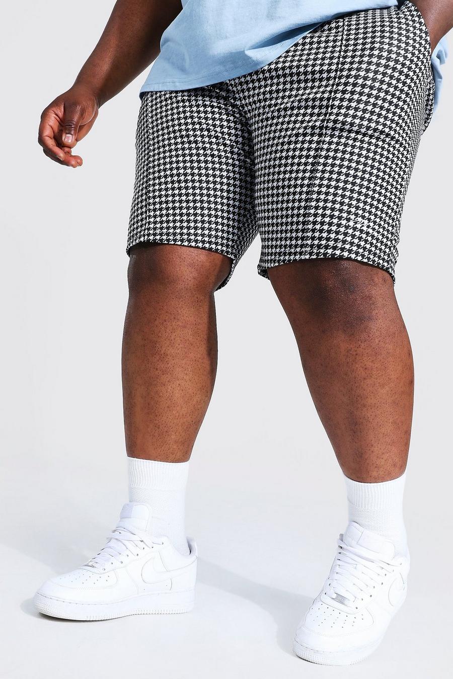 Black Plus Size Man Sig Jacquard Pintuck Shorts image number 1