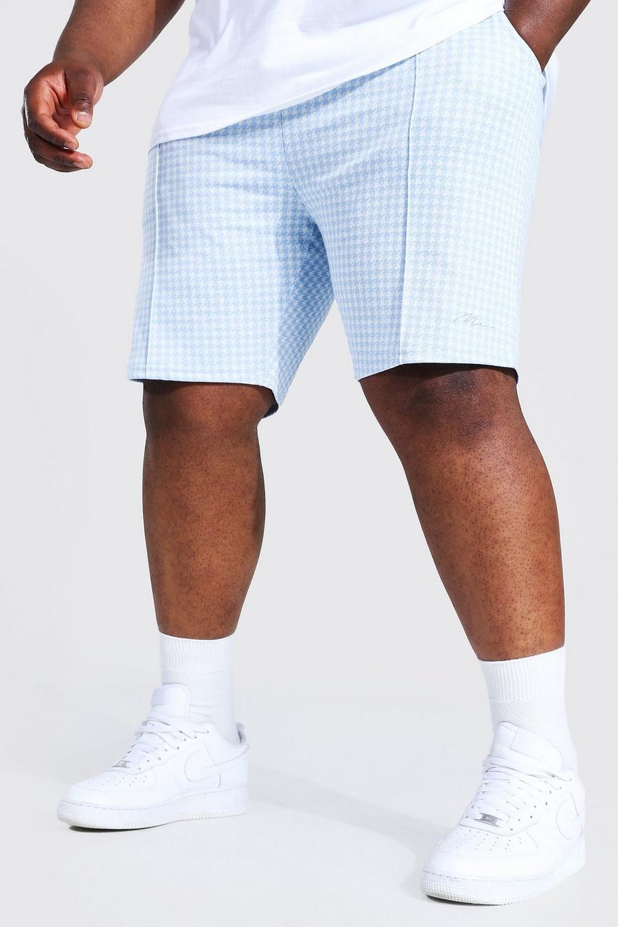 Pantaloncini Plus Size in jacquard con nervature e firma Man, Azzurro chiaro image number 1
