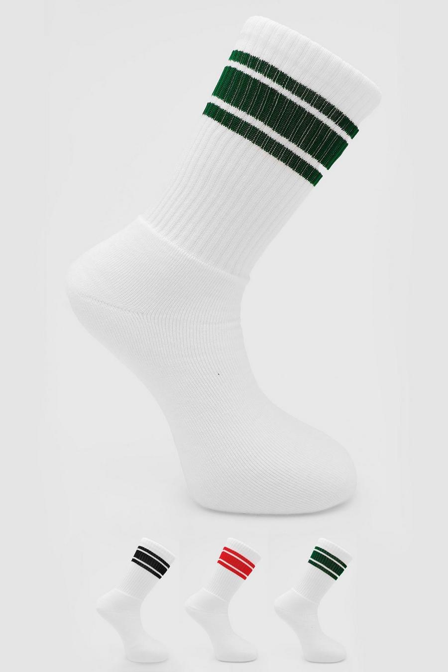 Pack de 3 pares de calcetines de tubo deportivos a rayas, Multicolor image number 1