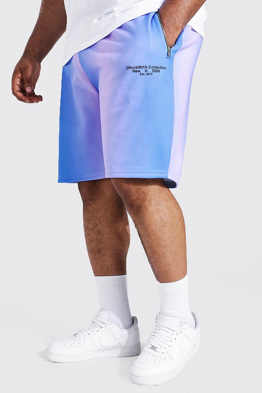 Blue Plus Size Ombre Screen Print Jersey Shorts image number 1