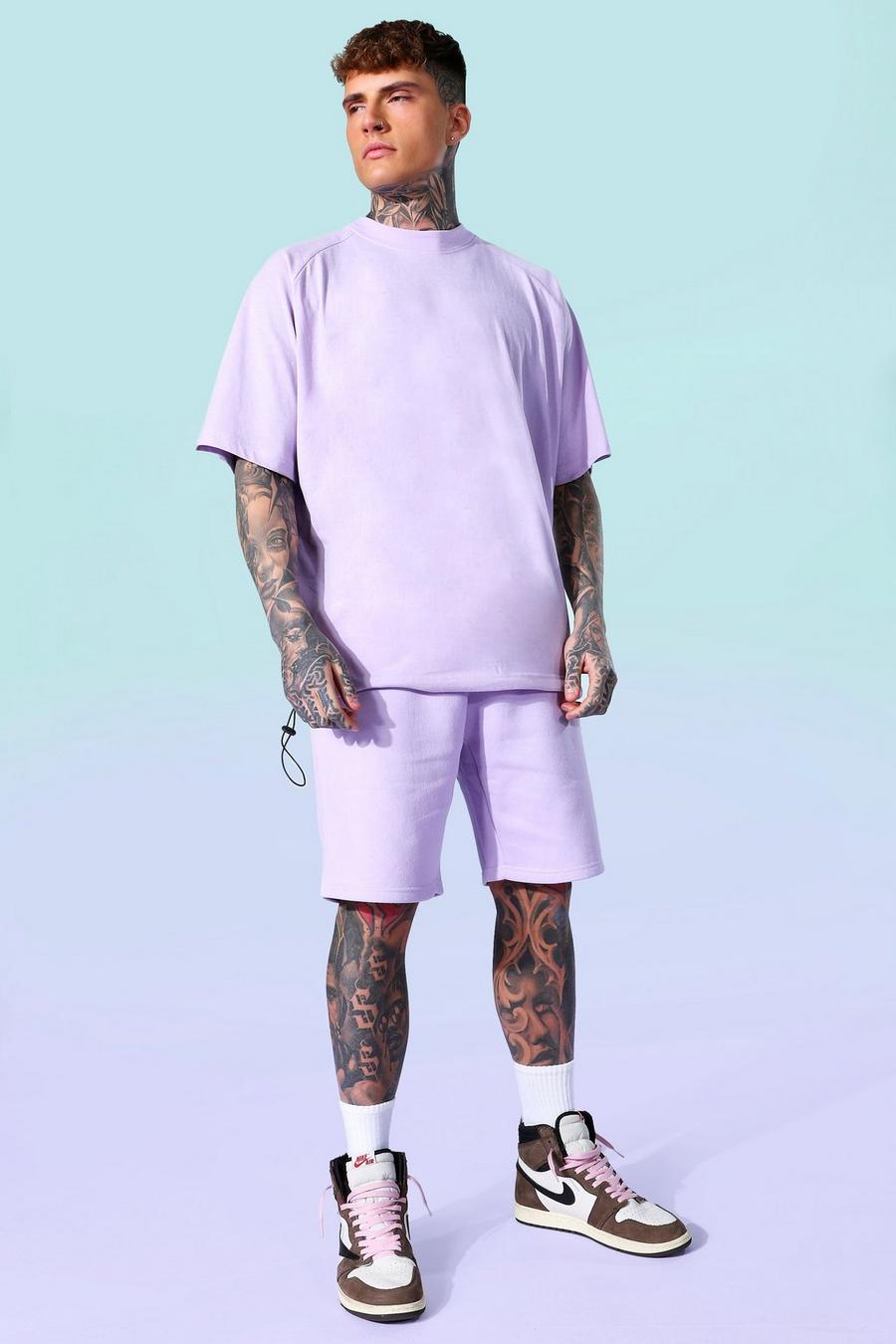 Lilac Oversized T-Shirt En Shorts Set image number 1