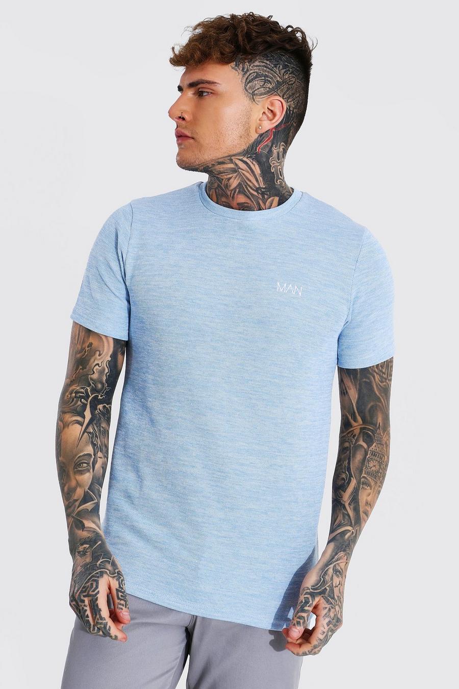 T-shirt coupe slim en jacquard Original Man, Bleu image number 1