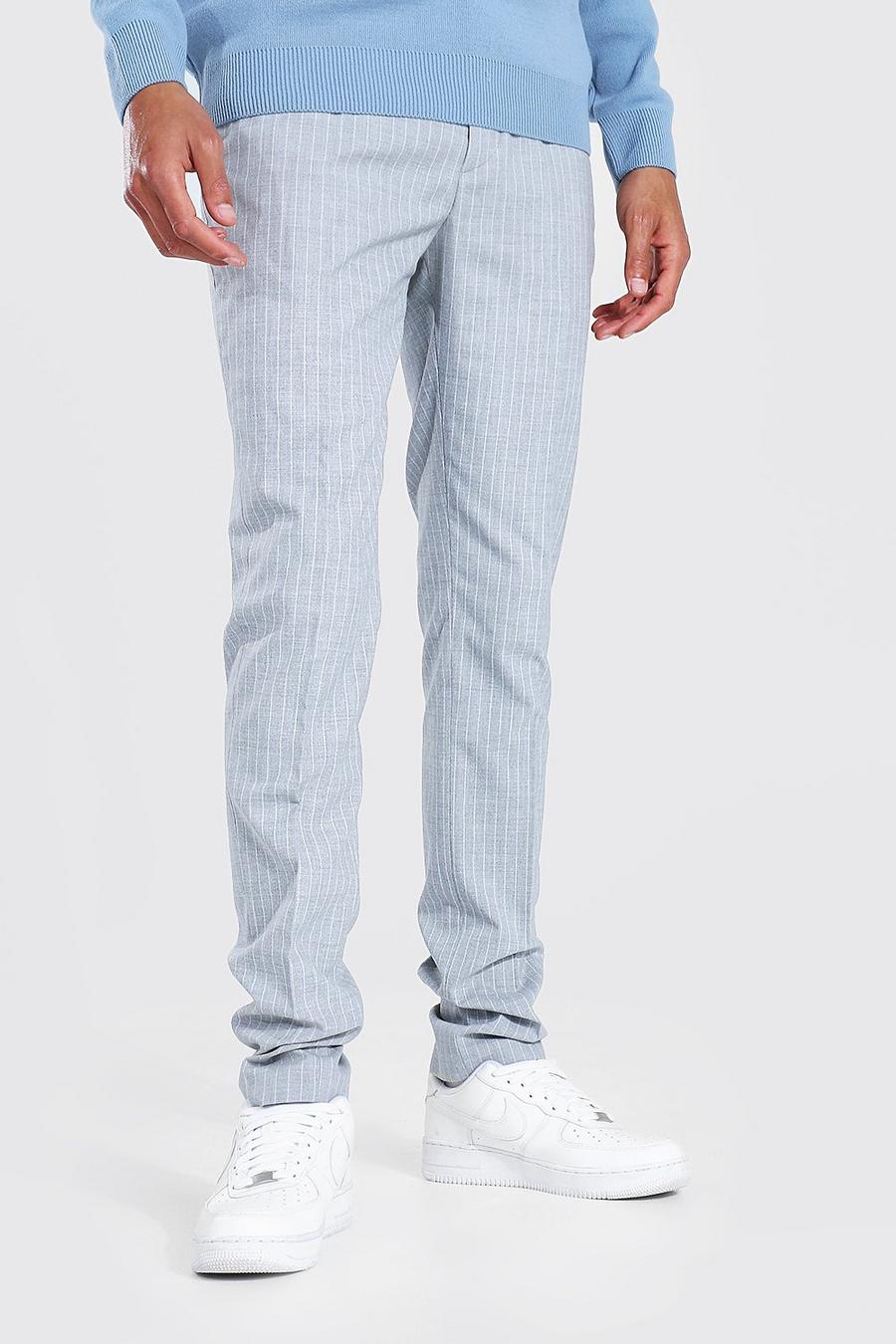אפור gris מכנסי סקיני עם פסים דקים לגברים גבוהים