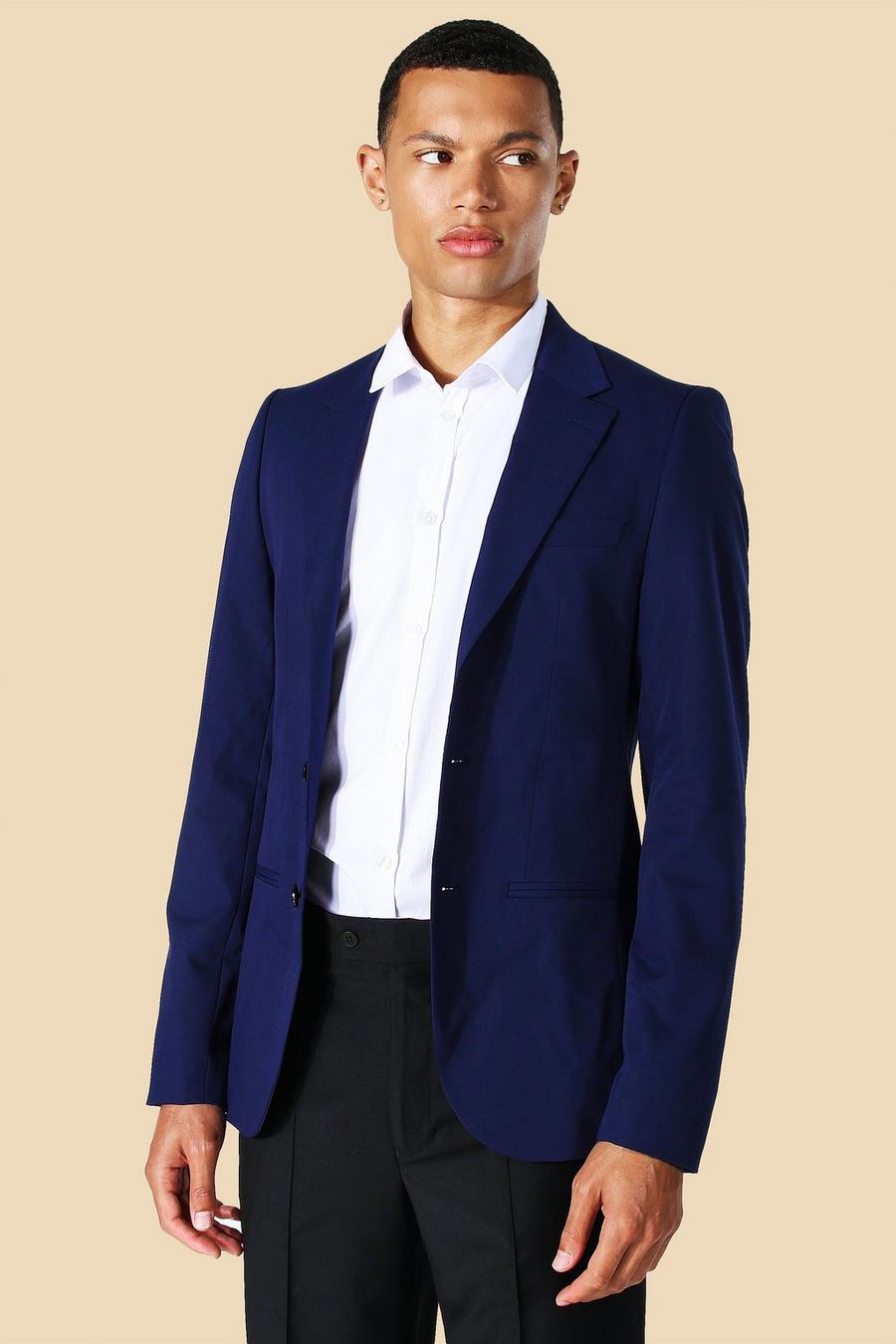 נייבי ז'קט חליפה סקיני עם רכיסה אחת לגברים גבוהים image number 1