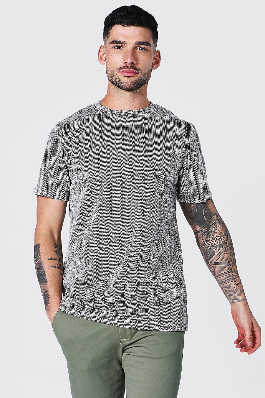 Charcoal Slim Fit Jacquard T-shirt image number 1