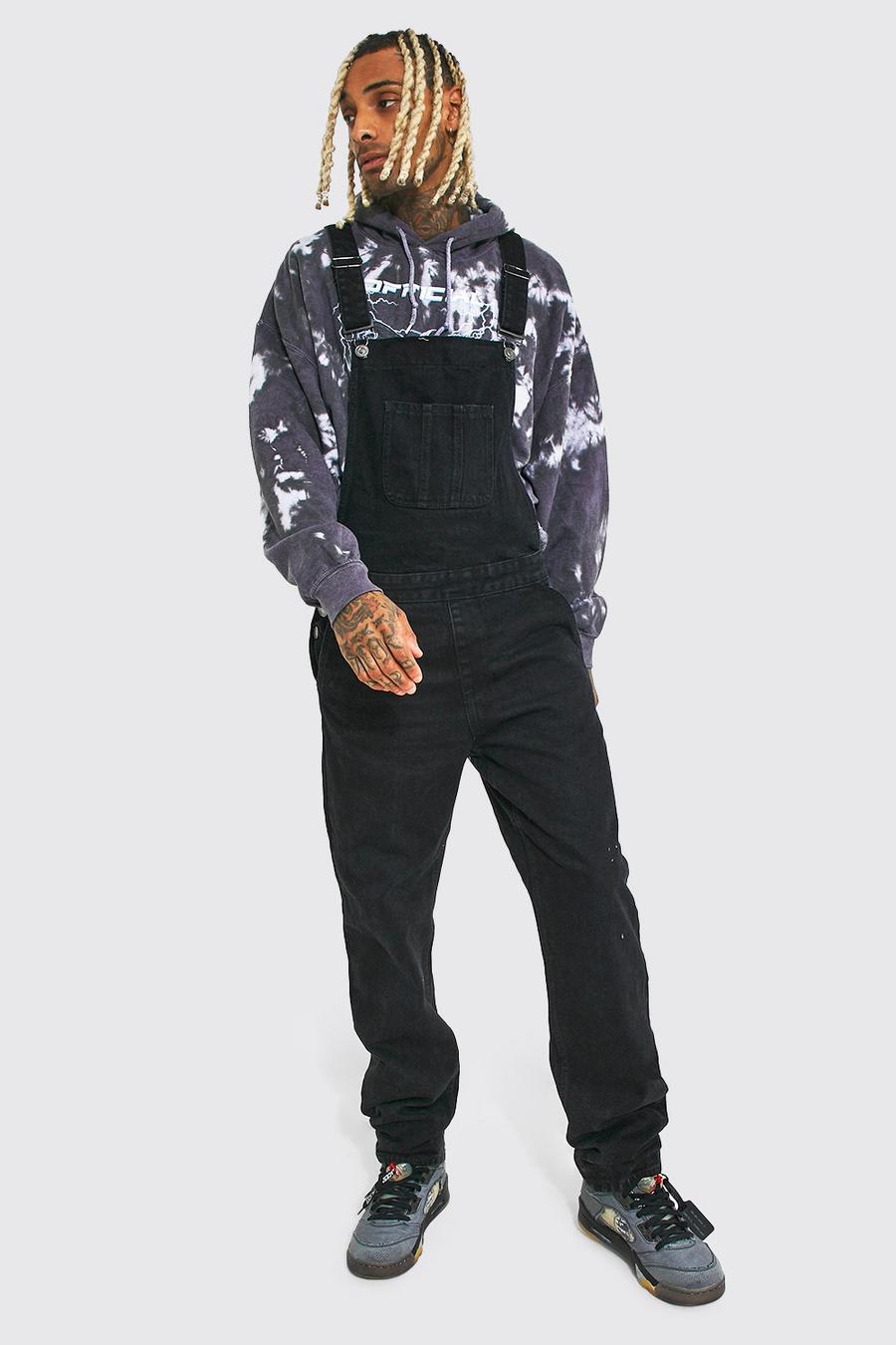 Washed black Relaxed Fit Long Overall image number 1