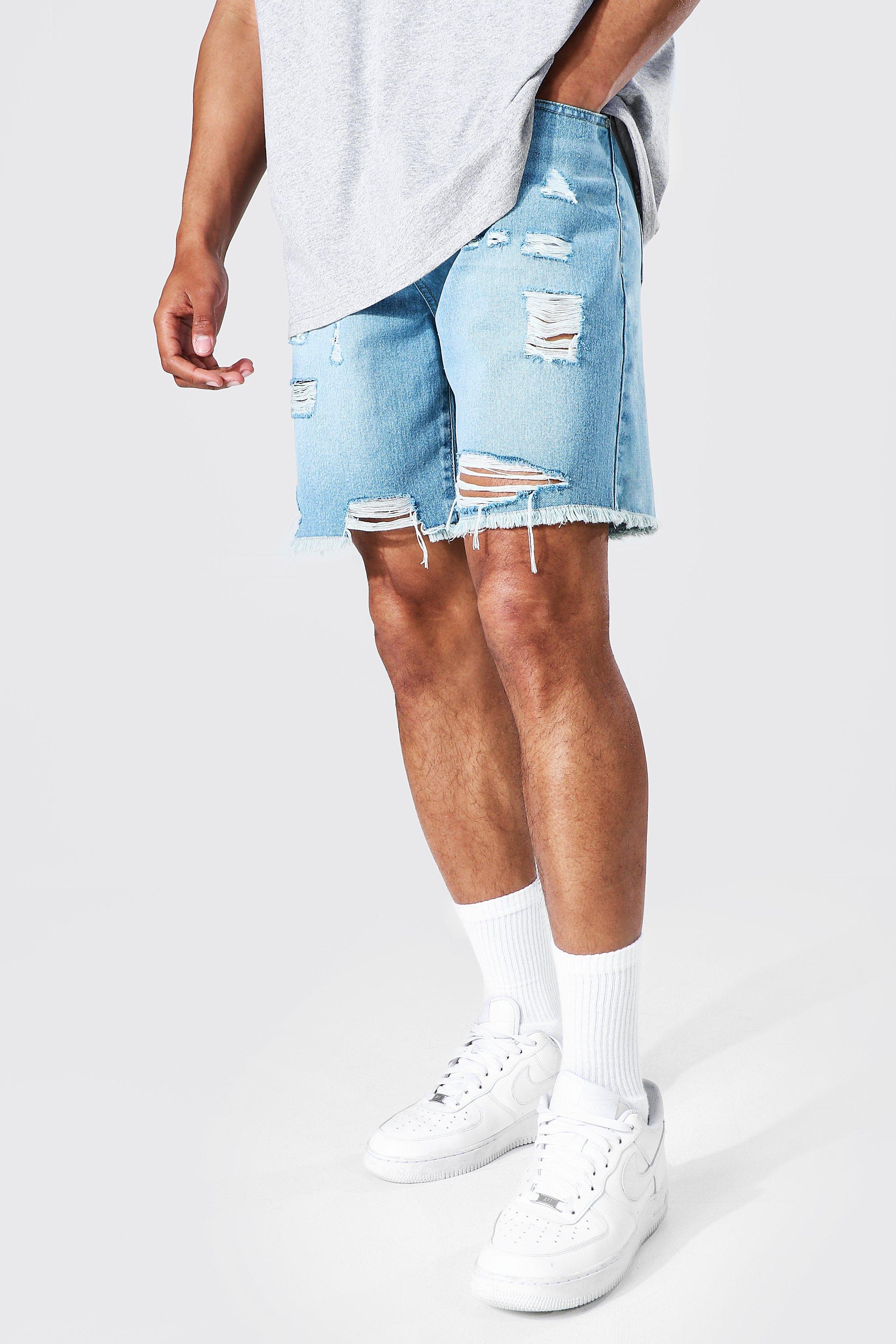 mens loose fit denim shorts